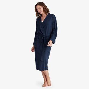 Pima Cotton Kimono Robe - Navy, M